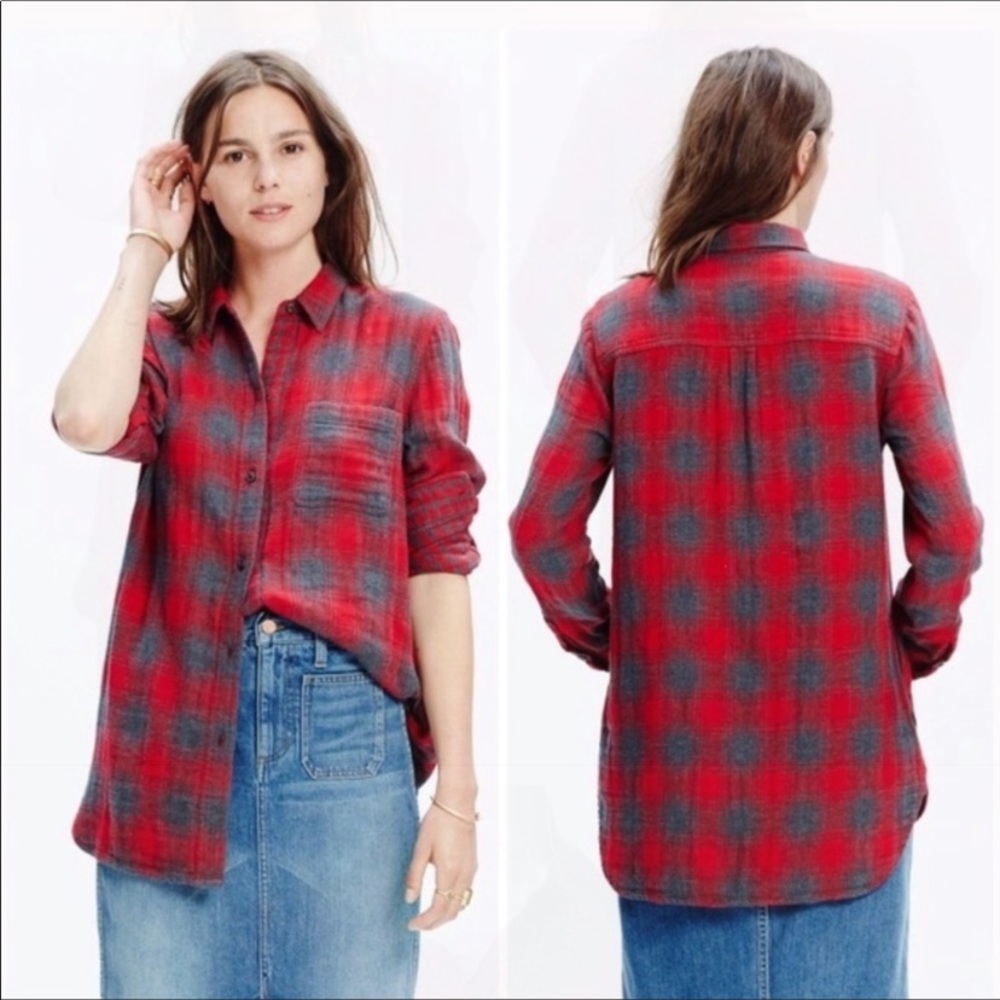 Madewell Ex Boyfriend button down plaid top